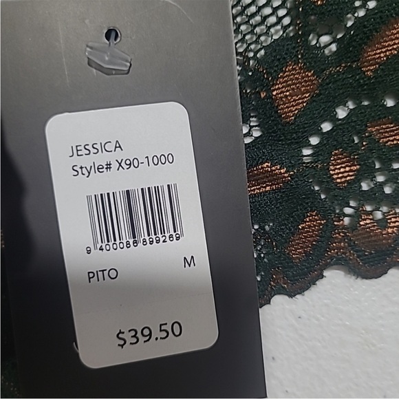 NWT Frederick's Of Hollywood Size Medium Jessica Lace Teddy Green And Gold - Picture 3 of 14
